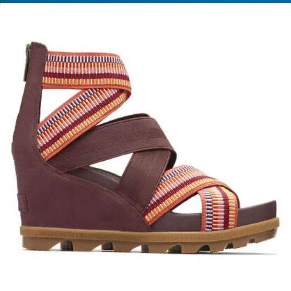 Sorel Joanie II Strap Wedge Sandal EUC Size [6.5 ] Burgandy - Picture 2 of 14